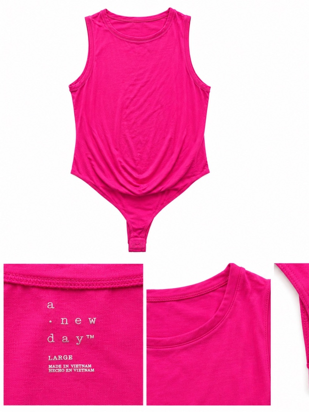 A New Day Hot Pink Sleeveless Bodysuit Size Large